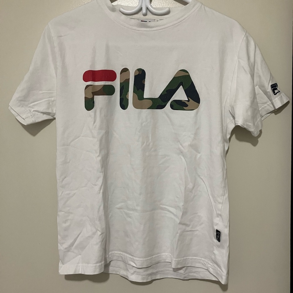 Fila White Tee with Camouflage Logo